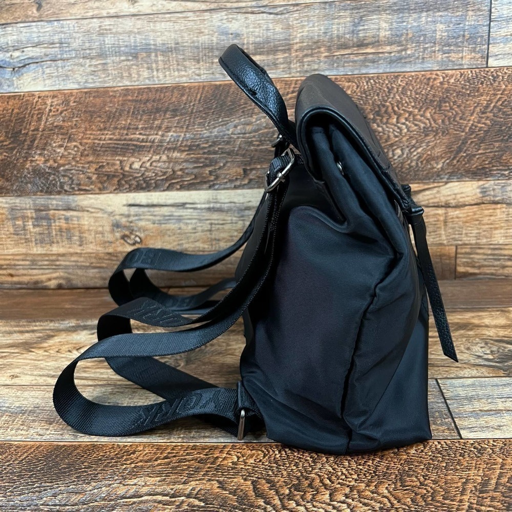 BOTKIER New York Black Mini Trigger Backpack Adjustable Straps Nylon Leather Bag - Picture 5 of 8